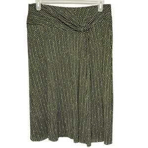 Kenneth Cole Layered Green Dot Printed Knotted Midi Skirt Women’s Large